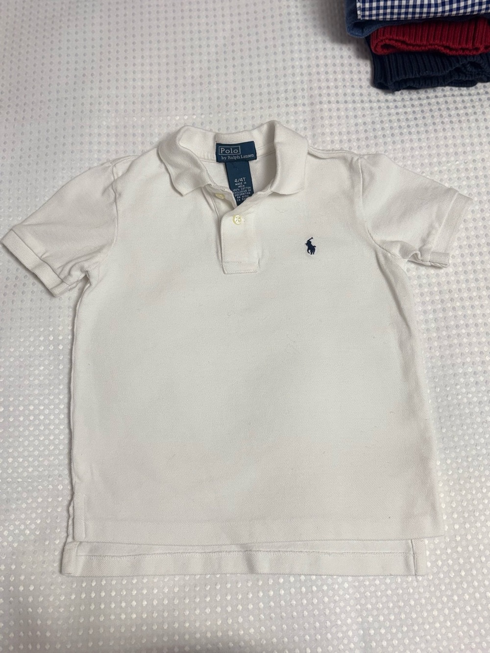 Ralph Lauren White Polo Shirt with Navy Pony boys 4T